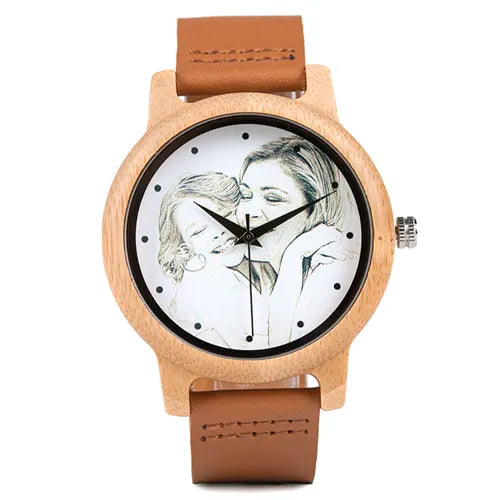 Personality Creative Design Customers Photos UV Printing Customize Wooden Watch