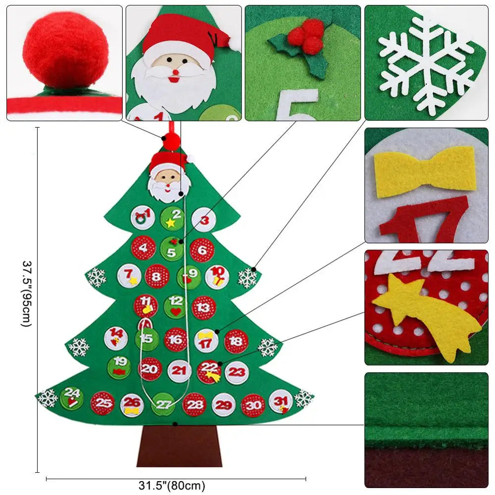 OurWarm DIY Felt Christmas Tree Snowman With Ornaments Fake Christmas Tree