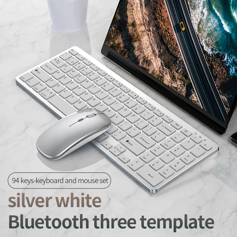 Keyboard and Mouse Set Bluetooth-Compatible Slim Rechargeable USB Keyboard Mouse