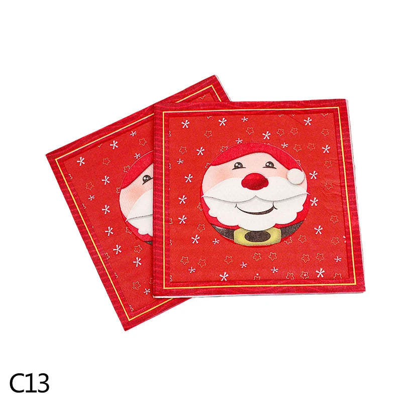 20pcs Christmas Napkins Merry Christmas Decoration Paper Napkins for New Year