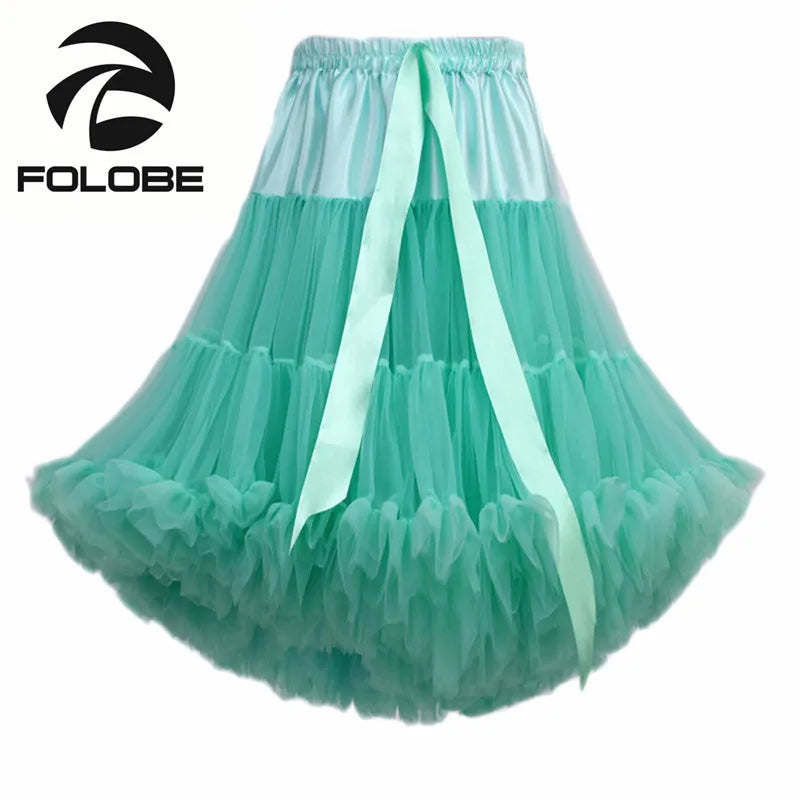 Net Yarn Tutu Skirt Boneless Petticoat Multi Color Fluffy 55cm Soft Tutu Skirts