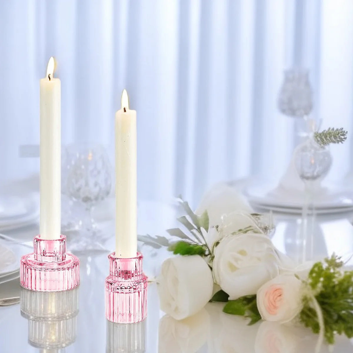 Creative Glass Candle Holder Table Candle Stand Transparent Glass