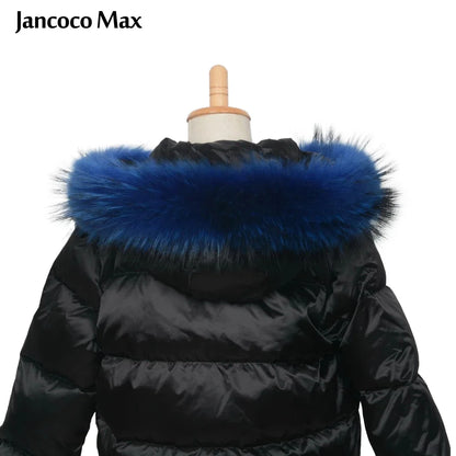 Jancoco Max + Lining 65cm Real Raccoon Fur Trimming Collar for Kids