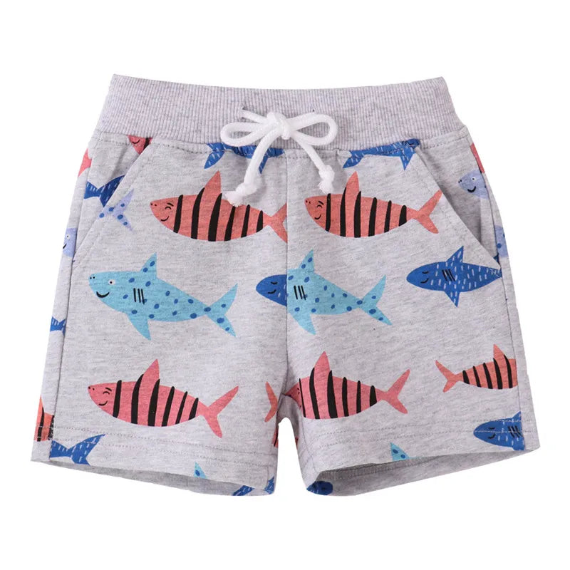 Jumping Meters Summer Tigers Print Boys Shorts Drawstring Cotton