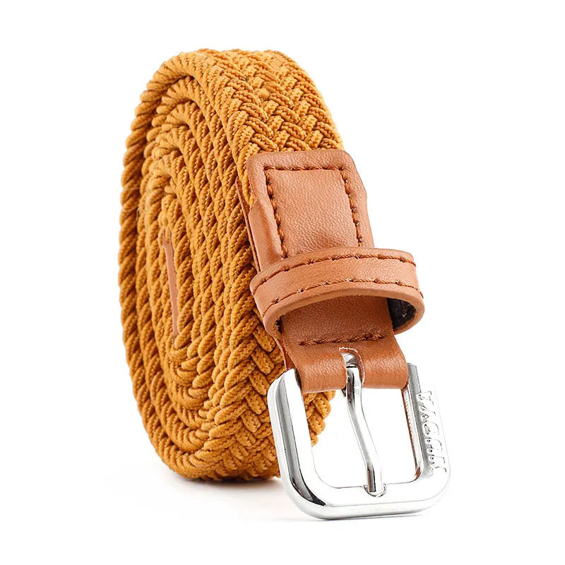 Casual Kids Belt Woven Stretch Solid Color Men's Fashion Knit Pin Buckle