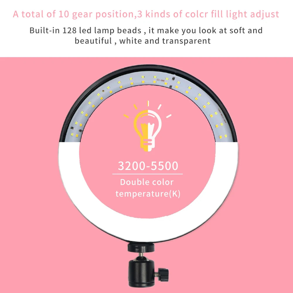 10" LED Ring Light Photographic Selfie Ring Lighting With Stand