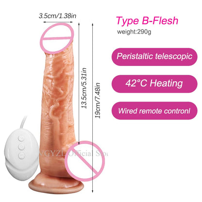 XXXXL Long Black Dildo Heated Telescopic Sex Super Long Cock Huge Anal Dildo