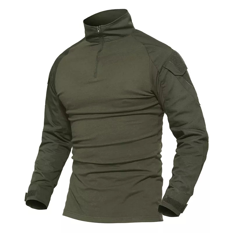 TACVASEN Long Sleeve 1/4 Zipper Tactical T-Shirts With Pockets