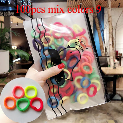 50/100pcs/Set Girls Colorful Nylon Small Elastic Hair