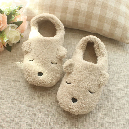 LCIZRONG Women Bear Faux Fur Slippers Cartoon Cotton Home Slippers Indoor Floor