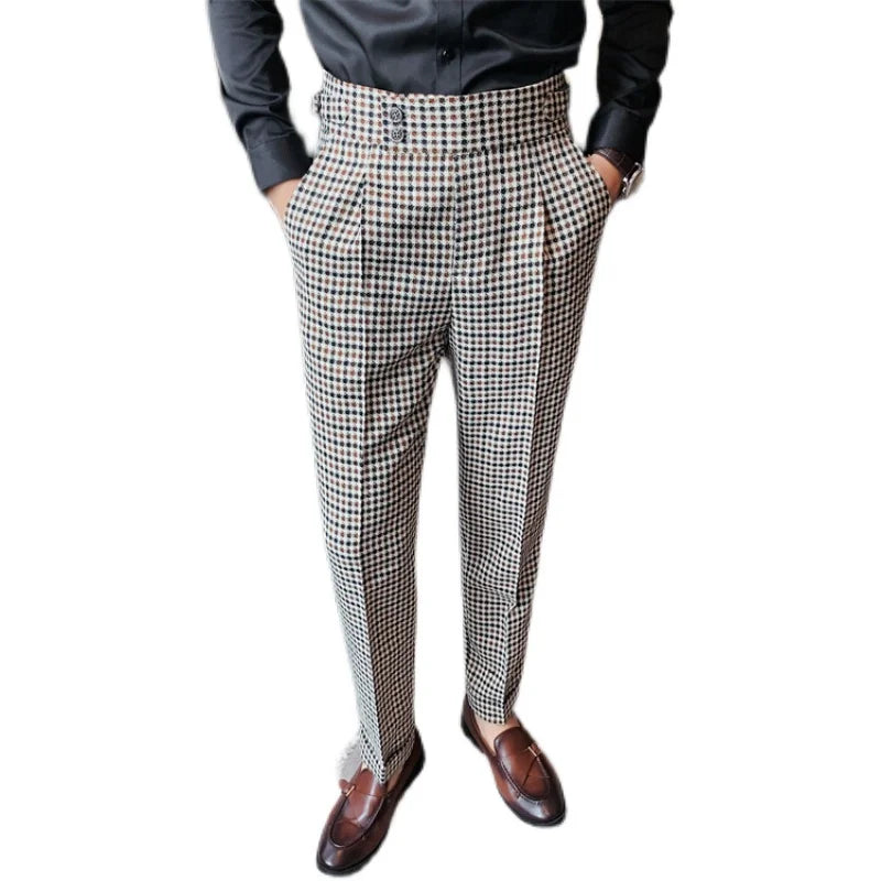 British Style Men High Waist Business Dress Pants Fashion Office pant