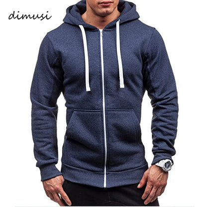 DIMUSI Mens Hoodies Fashion Mens Solid Color Sweatshirt Slim Jackets Mens