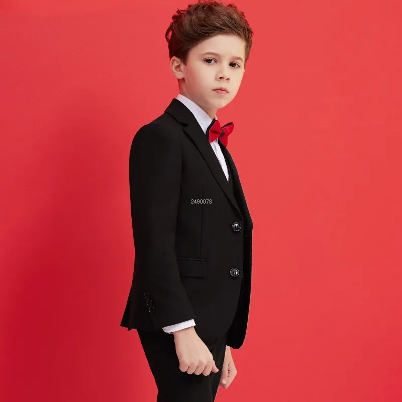 Boys Black 007 Wedding Suit Kids Formal Blazer Clothing Set Gentleman