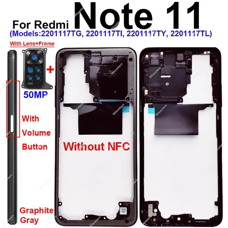 Middle Frame Housing for Xiaomi Redmi Note 11 Note 11S 4G Middle Cover Bezel