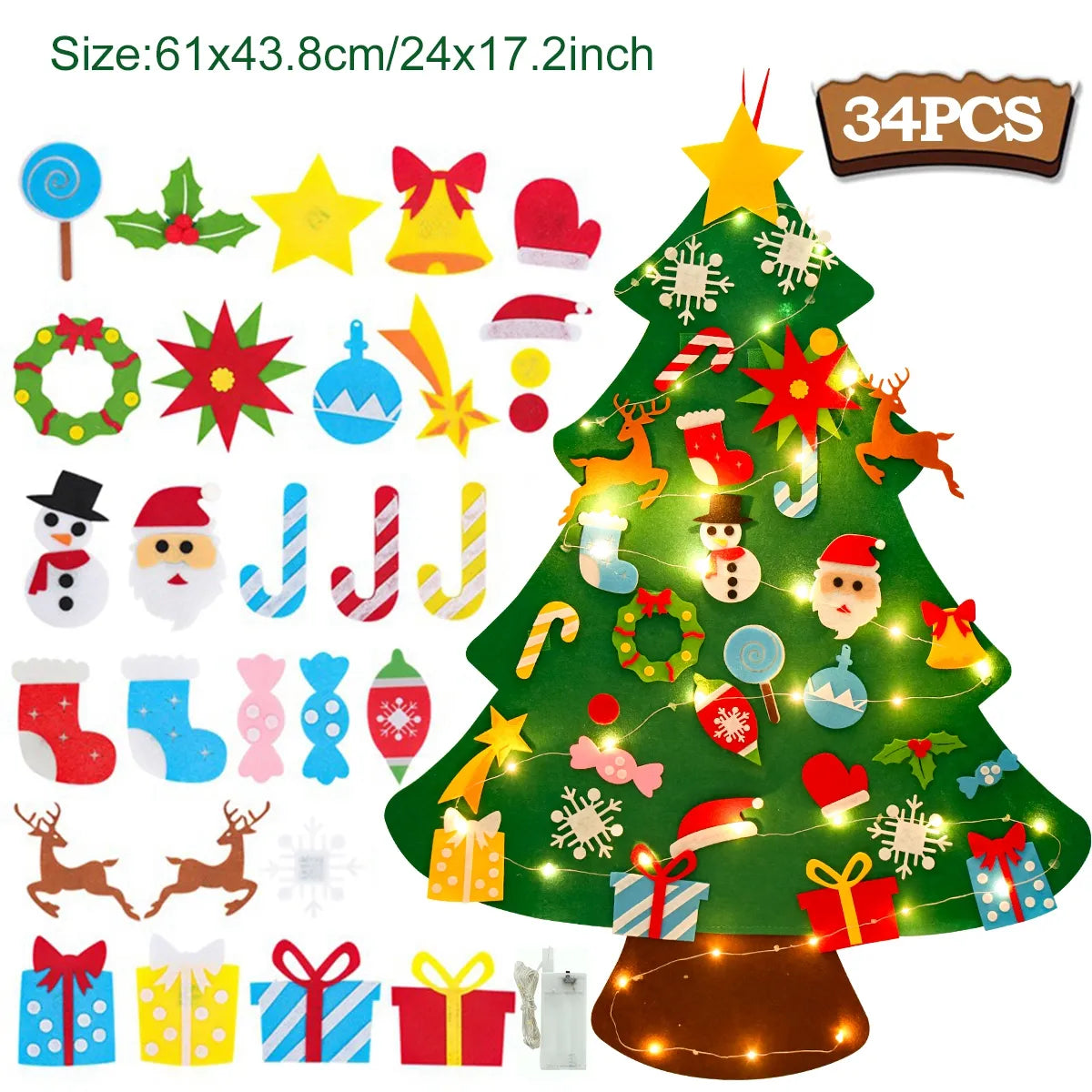 Kids DIY Felt Christmas Tree Merry Christmas Decorations for Home 2024