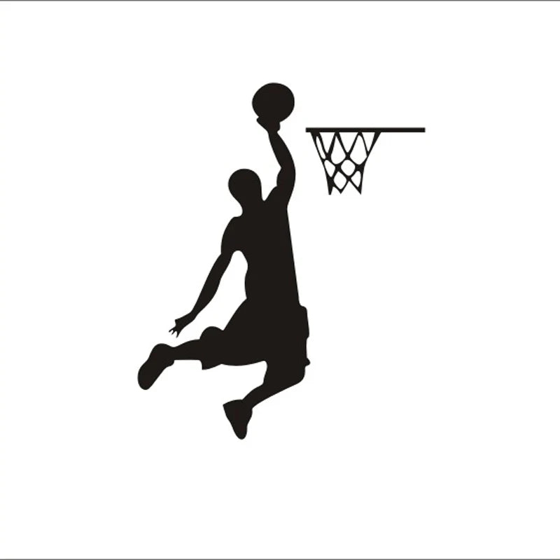 Cartoon Basketball Player Dunk Wall Sticker for Home Decorative