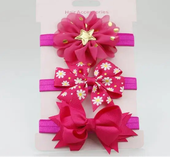 On Sale 3pcs New Baby Girl Boy Elastic Flower Headband Children