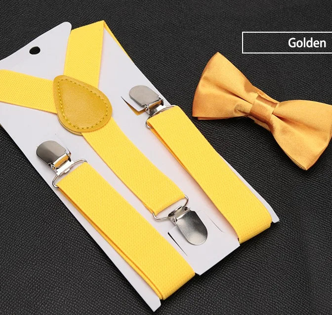 Kids Suspenders With Bowtie Fashion Children Bow Tie Set Boys Suspenders