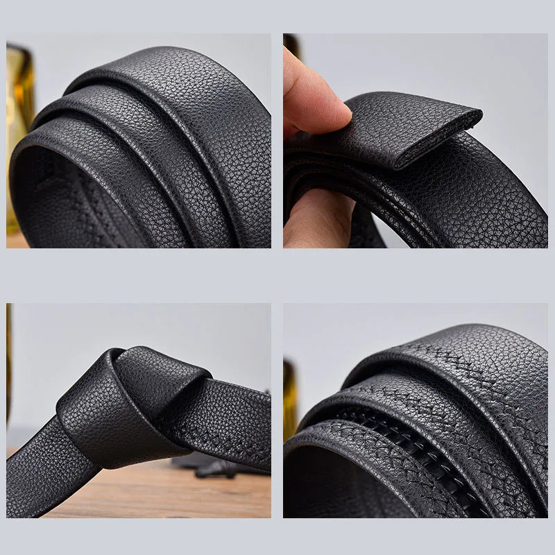 Automatic Belt Without Buckle Men Good Quality Leather Belt Body Strap