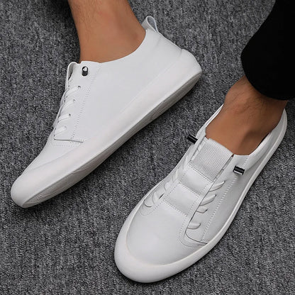 Genuine Leather Shoes Men Footwear Casual Male Footwear Fashion Brand White.