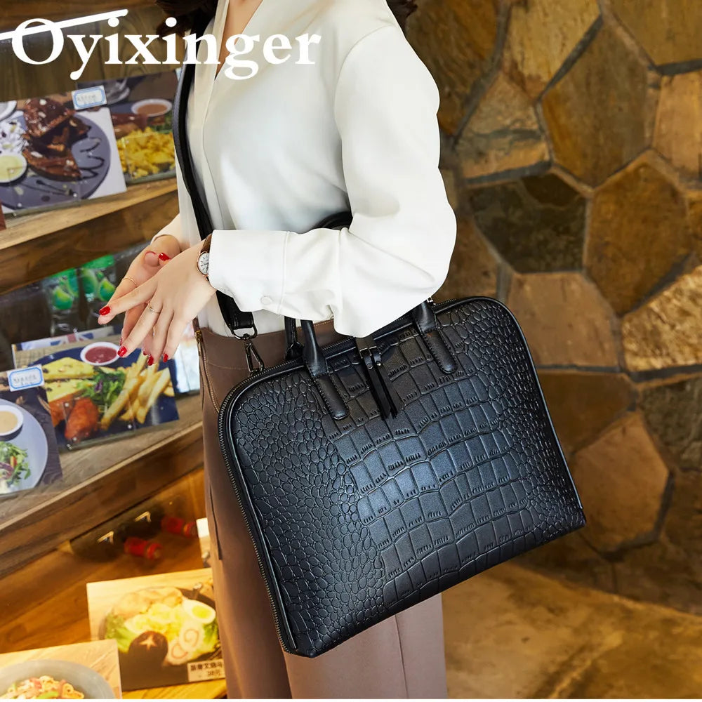 Ladies Computer Handbags for Women Office Handbag Girls Leather Shoulder Bag