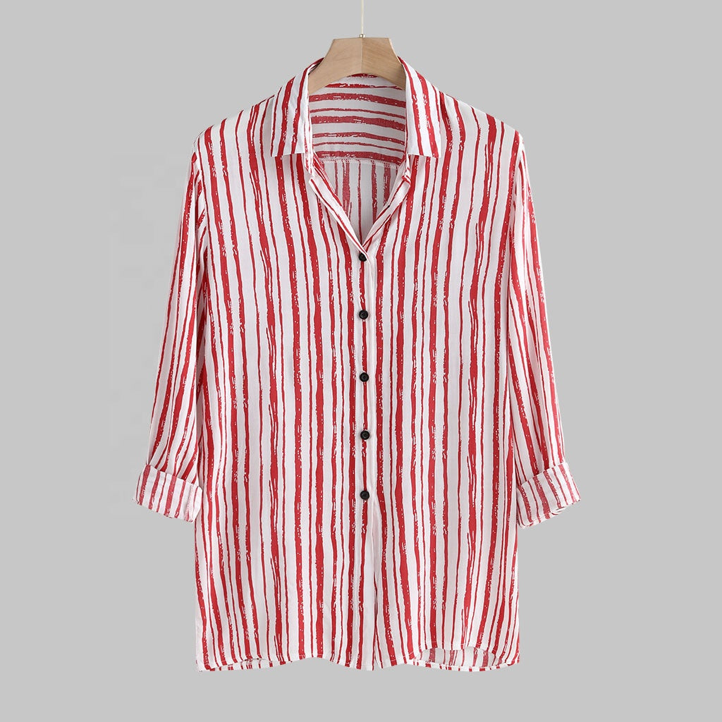 XLL 1105 New Spring Summer  Series Button Up Shirt Mens Striped Printed shirts