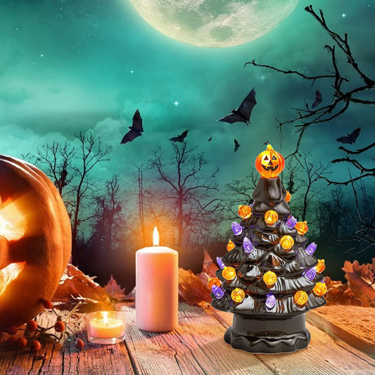 Halloween LED Tree Table Centerpiece Halloween Decor Ceramic Tree Christmas Tree