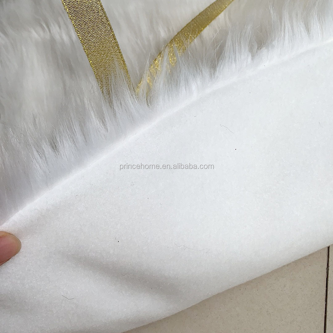 Promotional Faux Fur 24'' Christmas Tree Skirt Snowy White Tree Skirt