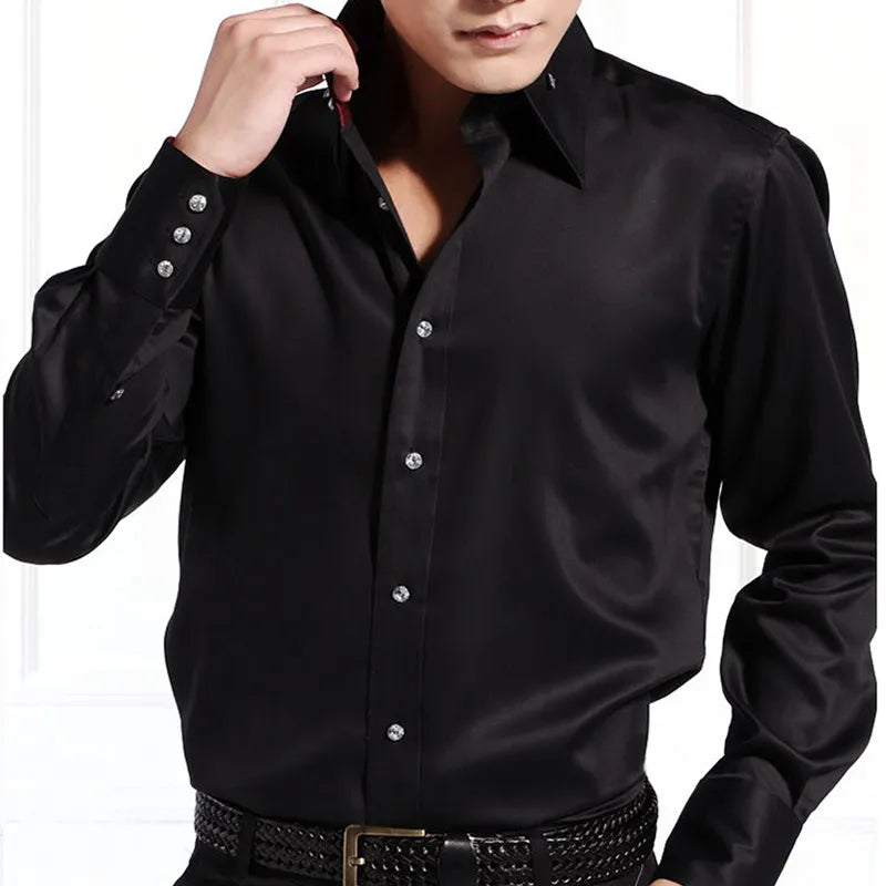 Men's Casual Shirt Long Sleeve Korean Trends Fashion Button-Down Collared Shirt