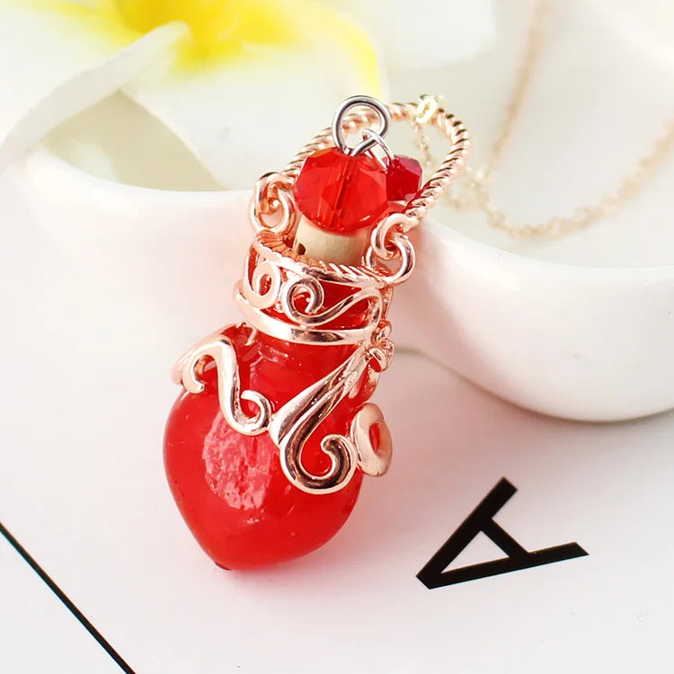 1PC Murano Glass Perfume Necklace Small Heart Essential Oil Bottle Pendants