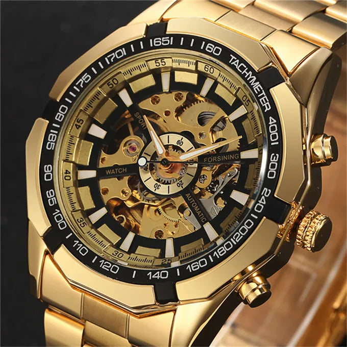 Watch Men Skeleton Automatic Mechanical Watch Gold Skeleton Vintage Man Watch