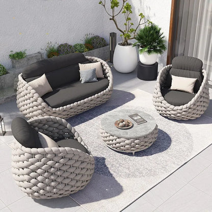 Rattan Chair Sofa Outdoor Terrace Sofa Tea Table Combination Living Room