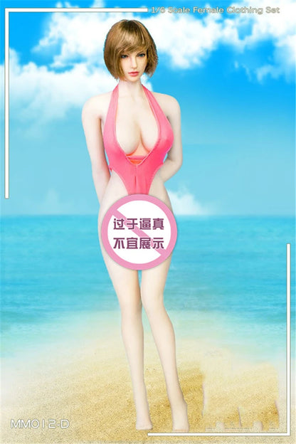 1/6 Scale Sexy Girl Bikini Women's Open Chest One-Piece Swimsuit