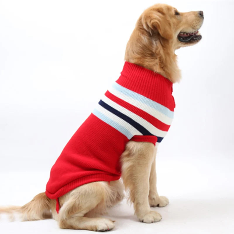 Stripe Big Dog Sweater Winter Warm Pet Clothes for Small Large Dog Pets Clothing