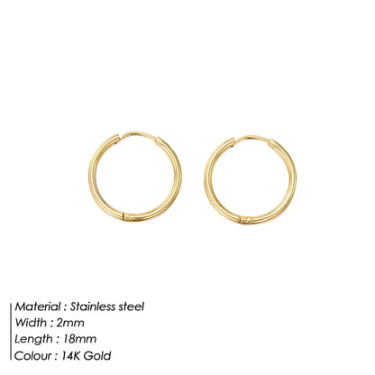 eManco Circle Round Buckles Earring Stainless Steel Earrings Minimalist Trendy