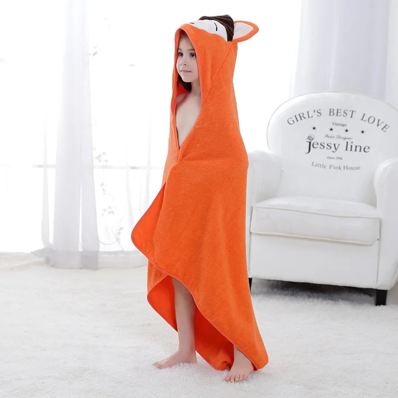 Baby Animal Cartoon Hooded Towel Beach Bath Robes Soft Children Poncho Towels