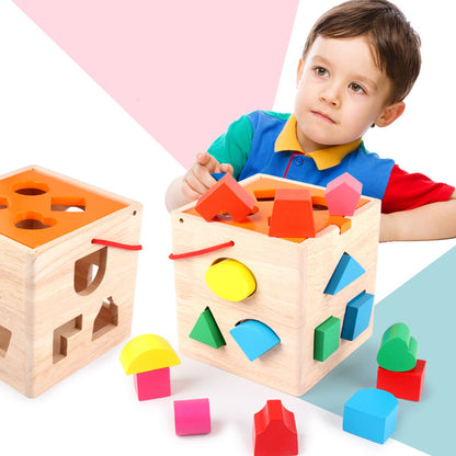 2021 Wooden Baby Activity Cube Toys Early Learning Shape