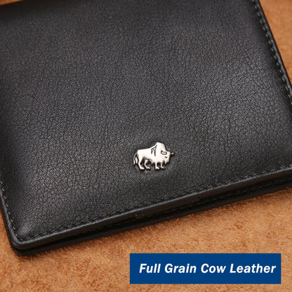 BISON DENIM Fashion Purse Men's Genuine Leather Wallet RFID Blocking Mini Wallet