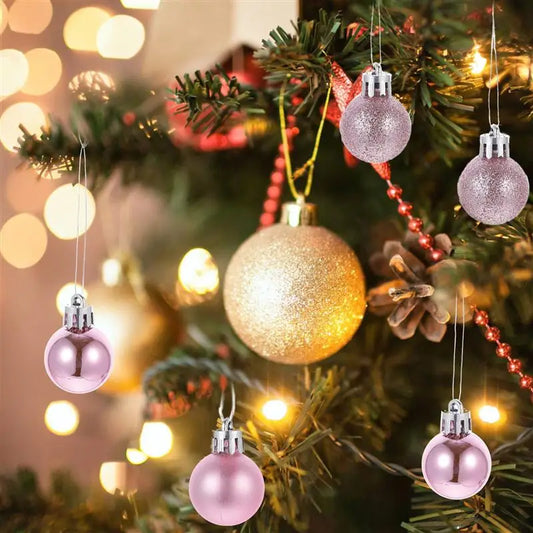 24pcs Christmas Tree Decoration Ball Christmas Pink Ball Ornaments Tree