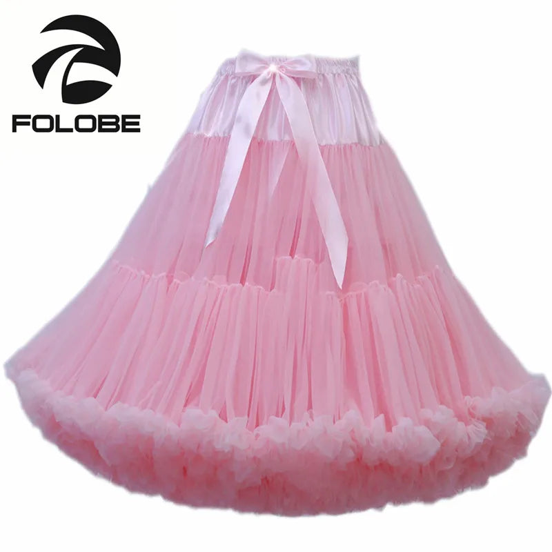 Net Yarn Tutu Skirt Boneless Petticoat Multi Color Fluffy 55cm Soft Tutu Skirts