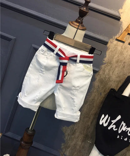 Hot Summer Design White Boy's Jeans Kids Short Pants Boys Elegant Jeans Denim