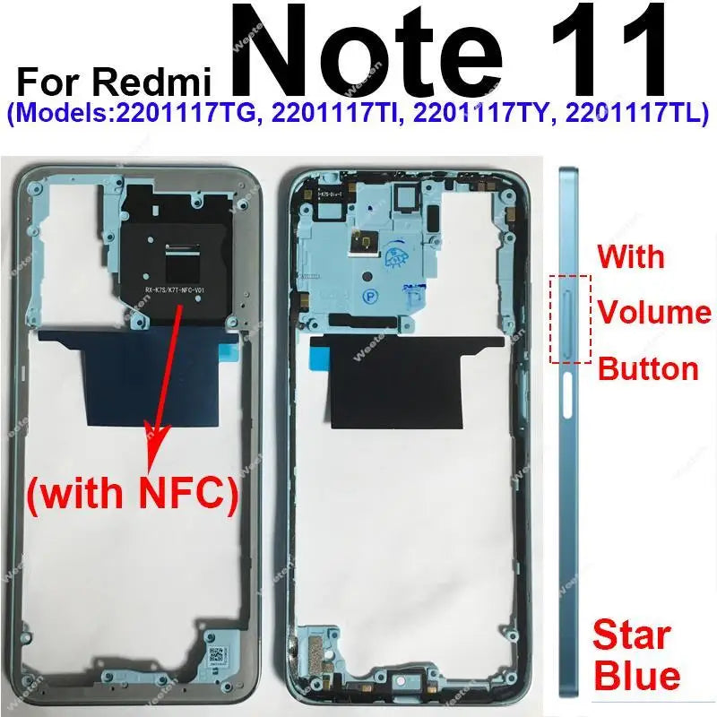 Middle Frame Housing for Xiaomi Redmi Note 11 Note 11S 4G Middle Cover Bezel