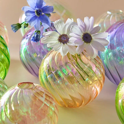 Iridescent Ball Vases Decoration Home Living Room Flower Pot for Interior Glass