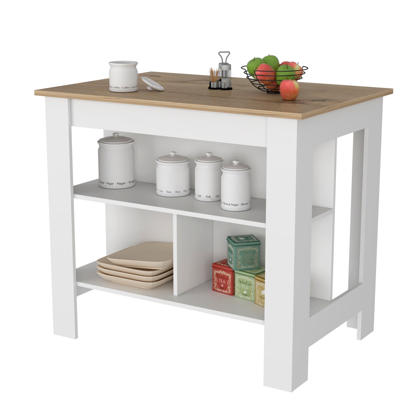 Kitchen Island Antibacterial Dozza, Kitchen Room, Light Oak / White