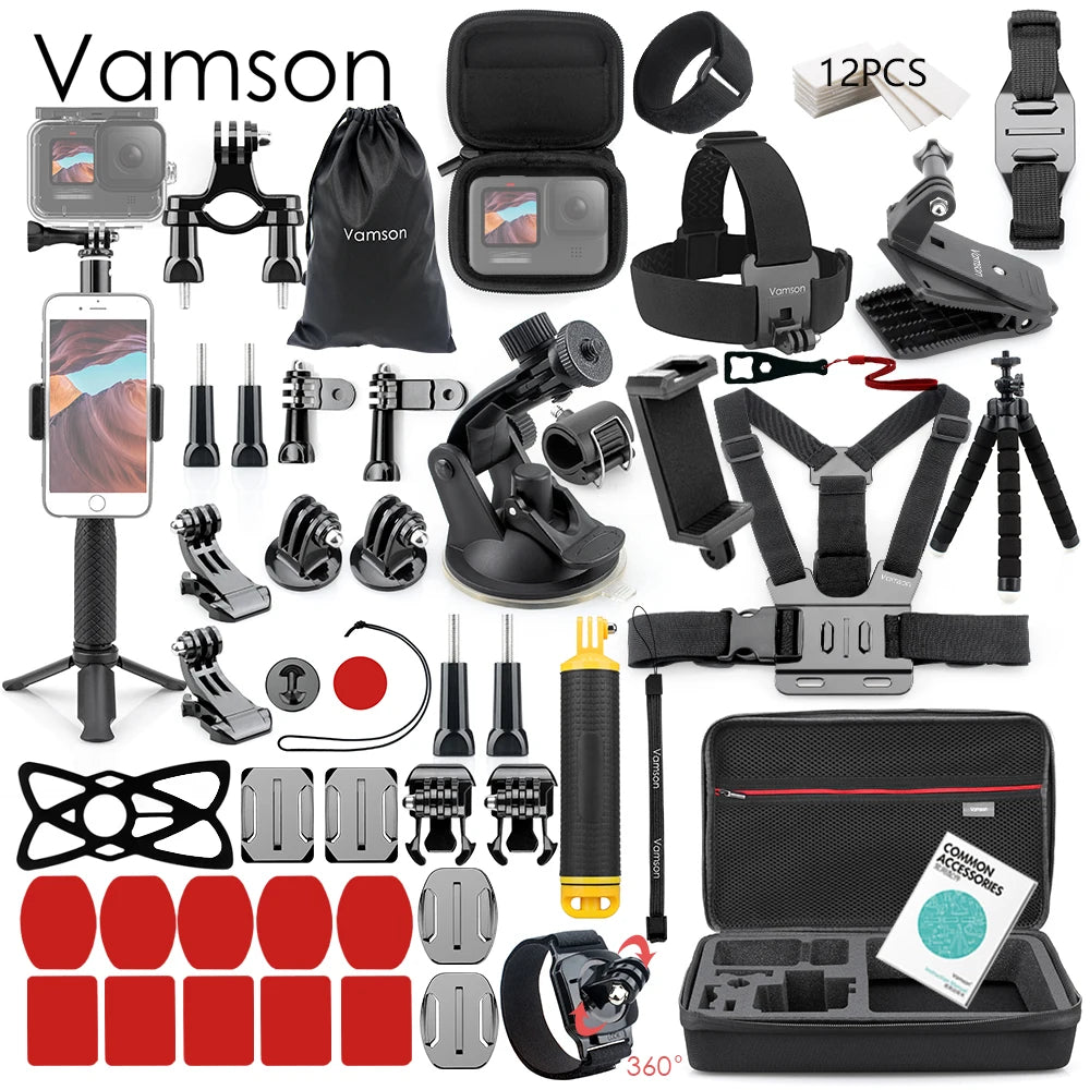 Vamson for Gopro Accessories Set for Go Pro Hero 11 10 9 8 7 6 5 Kit Selfie