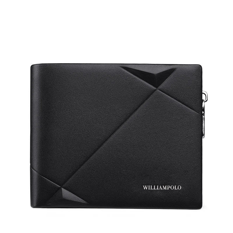 WILLIAMPOLO Men's Slim Wallet Genuine Leather Mini Purse Casual Design