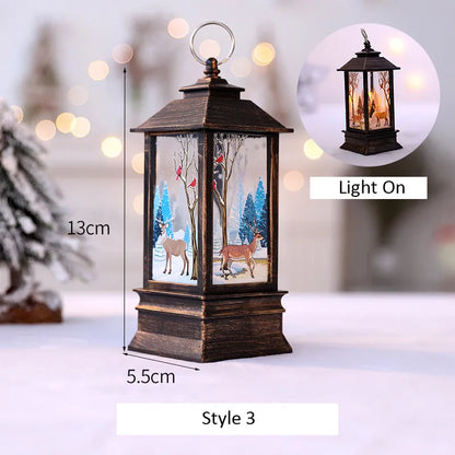 Santa Claus Snowman Lantern Light Merry Christmas Decor for Home Christmas Tree