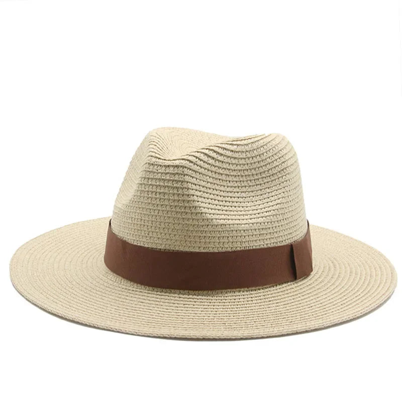 Hats for Women Bucket Sun Hats Ribbon Band Men Hat Straw Summer Panama Formal