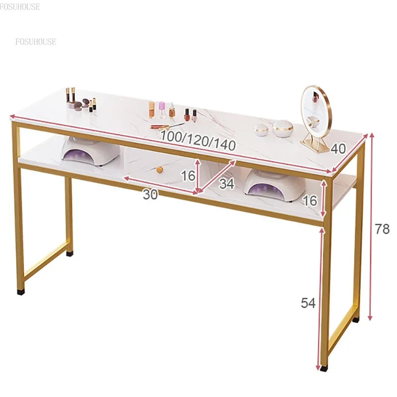 Nordic Single Nail Tables Modern Double Manicure Designer Marble