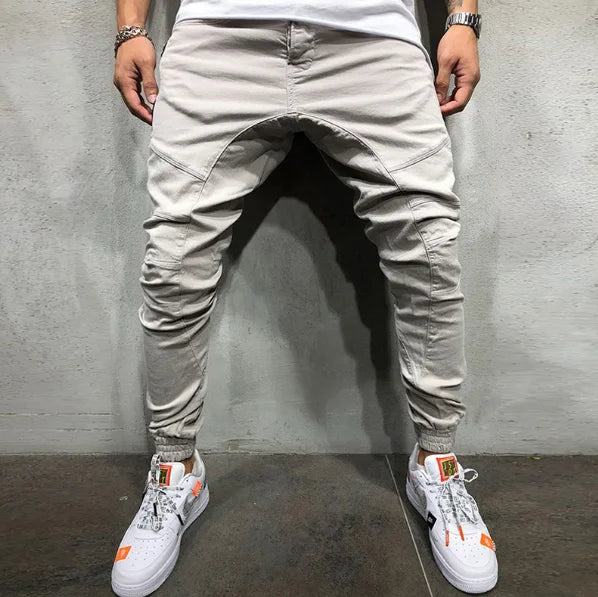 Men Pants Fashion Splicing Multi Pocket Harem Joggers Pants 2019 Male Trouser